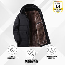 Lade das Bild in den Galerie-Viewer, ThermoMax - Herren-Kapuzenjacke für den Winter – Dick gefütterter, lässiger Windbreaker mit Taschen
