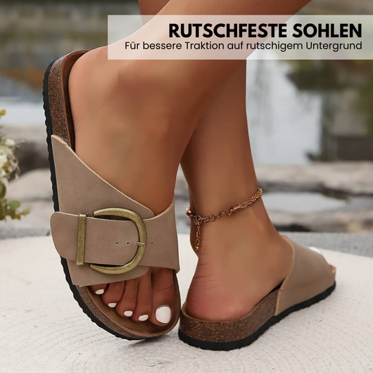 OrthoMia - Schmerzlindernde Kork-Sandalen mit Schnallenriemen-Design für Damen