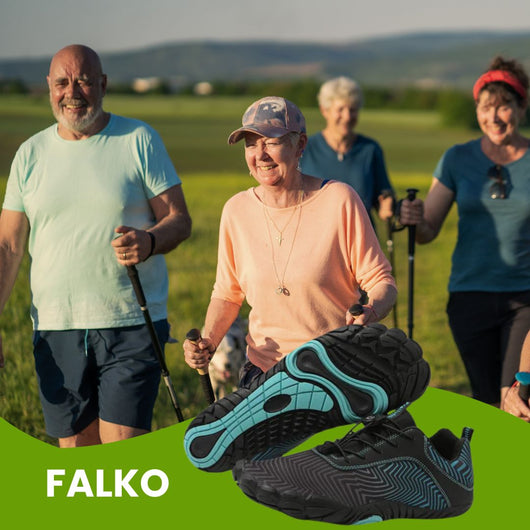 FALKO - ergonomische, schmerzlindernde & wasserabweisende Barfußschuhe für sicheres, gelenkschonendes Gehen für Senioren
