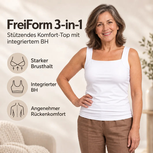 FreiForm 3-in-1 - das Top, das Ihren BH ersetzt | stützendes Komfort-Top mit integriertem BH