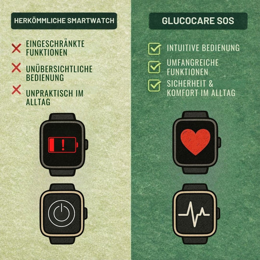 GlucoCare SOS – Smartwatch mit SOS & Sturzerkennung inkl. Zuckerwerte immer im Blick