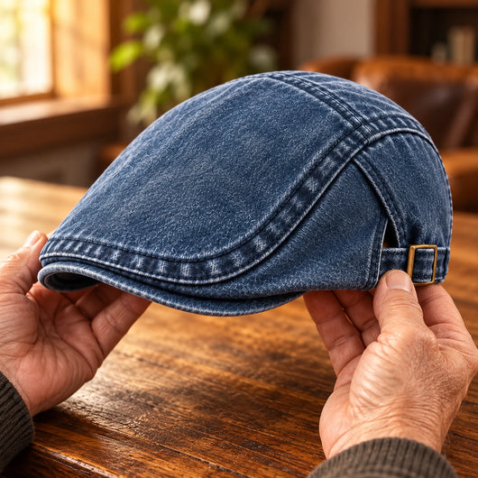 Vintage Jeans-Schiebermütze aus Bio-Baumwolle – Handgefertigt