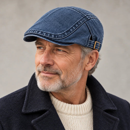 Vintage Jeans-Schiebermütze aus Bio-Baumwolle – Handgefertigt