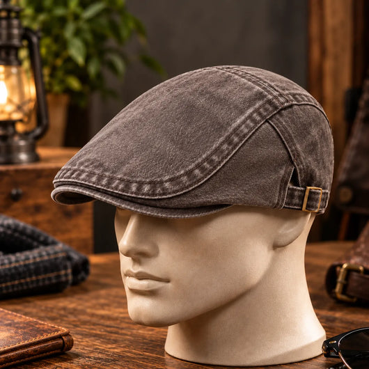 Vintage Jeans-Schiebermütze aus Bio-Baumwolle – Handgefertigt